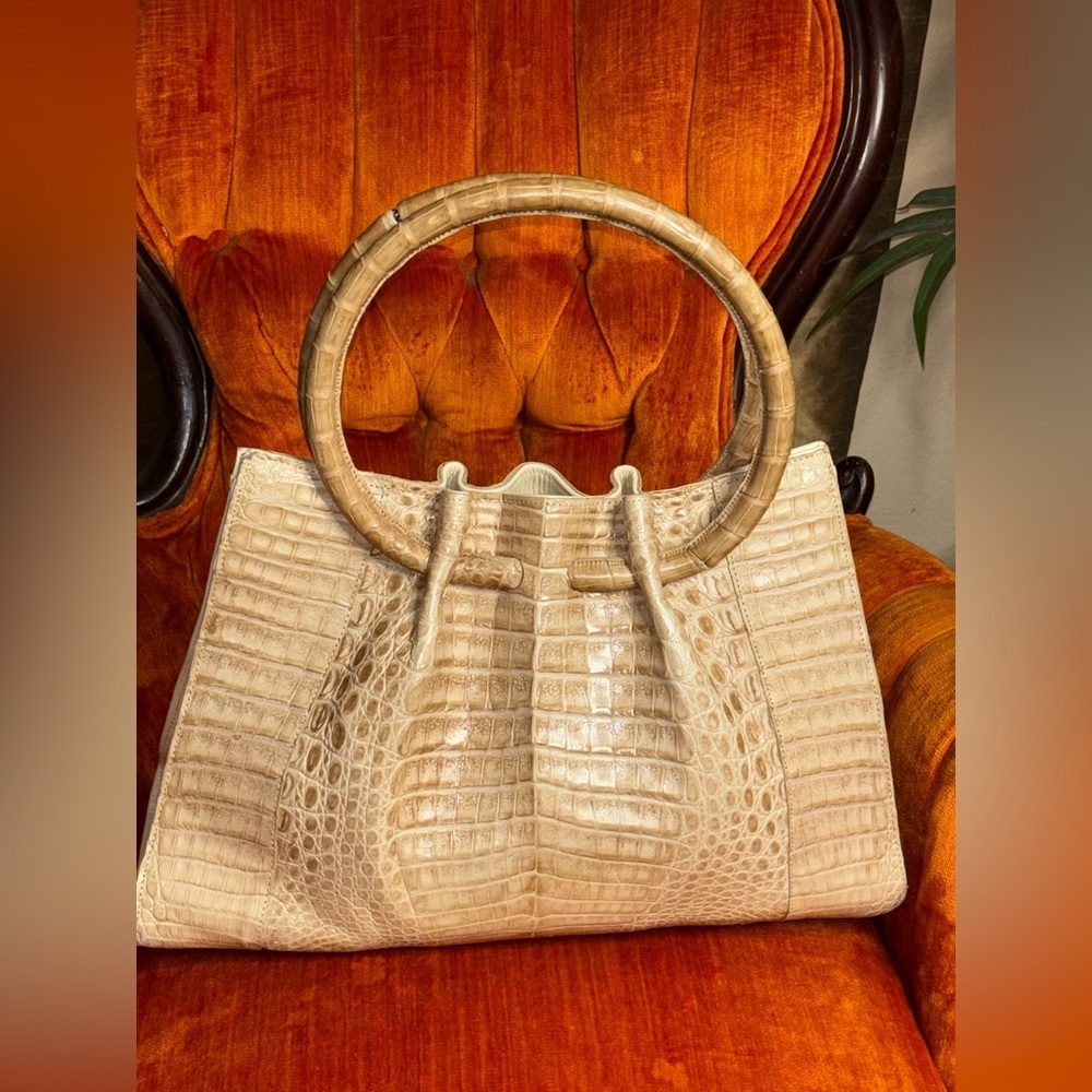 The Barfield Collection Handbag Tan Crocodile Tote Bag MSRP 2599.00 - Picture 3 of 14